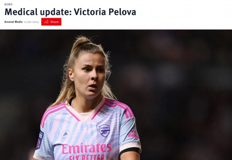 阿森纳女足官方：中场球员佩洛娃前十字韧带断裂，将接受手术